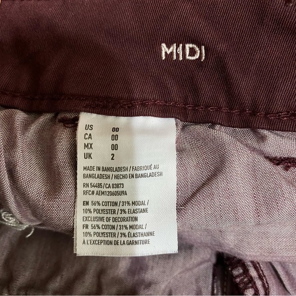 American Eagle Maroon Midi AEO Twill Shorts - Picture 6 of 6